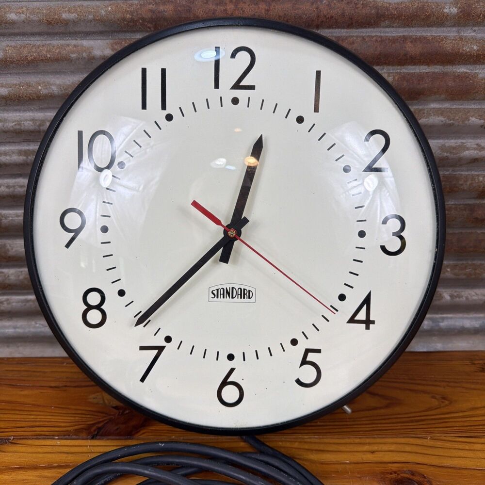 Vintage 13" Standard Electric Time Co. School Diner Wall Clock 13' Power Cord